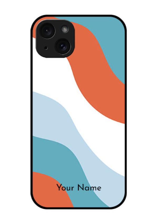 iPhone 15 Plus Custom Glass Phone Case - Coloured Waves Design