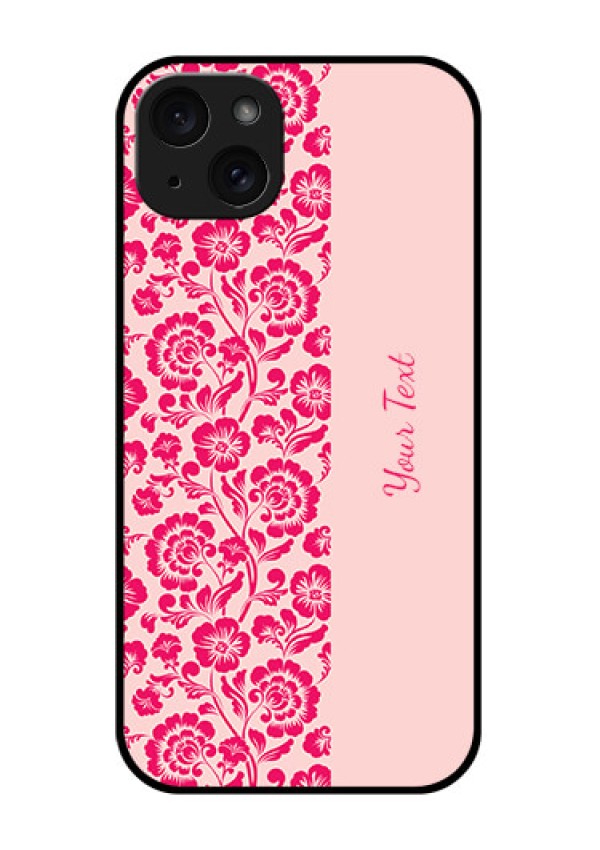 iPhone 15 Plus Custom Glass Phone Case - Attractive Floral Pattern Design