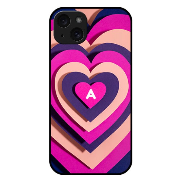 iPhone 15 Plus Custom Glass Phone Case - Cute Heart Pattern Design
