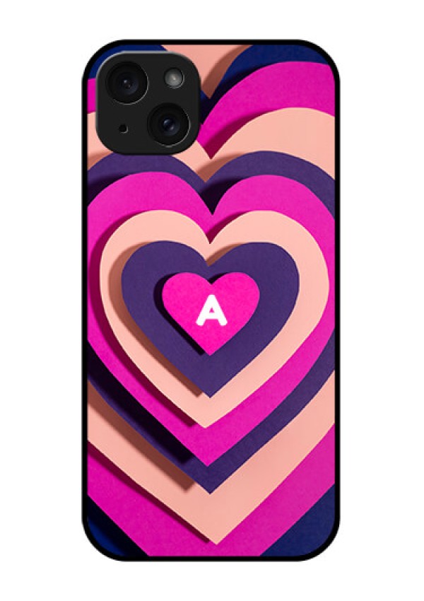 iPhone 15 Plus Custom Glass Phone Case - Cute Heart Pattern Design