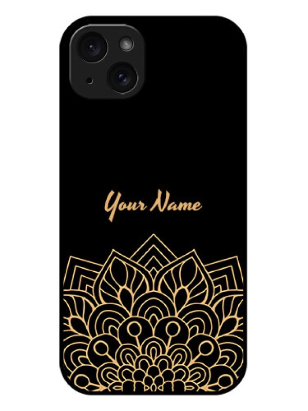 Custom iPhone 15 Plus Custom Glass Phone Case - Golden Mandala Design