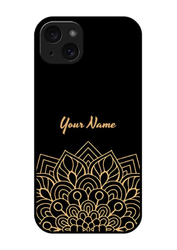 iPhone 15 Plus Custom Glass Phone Case - Golden Mandala Design