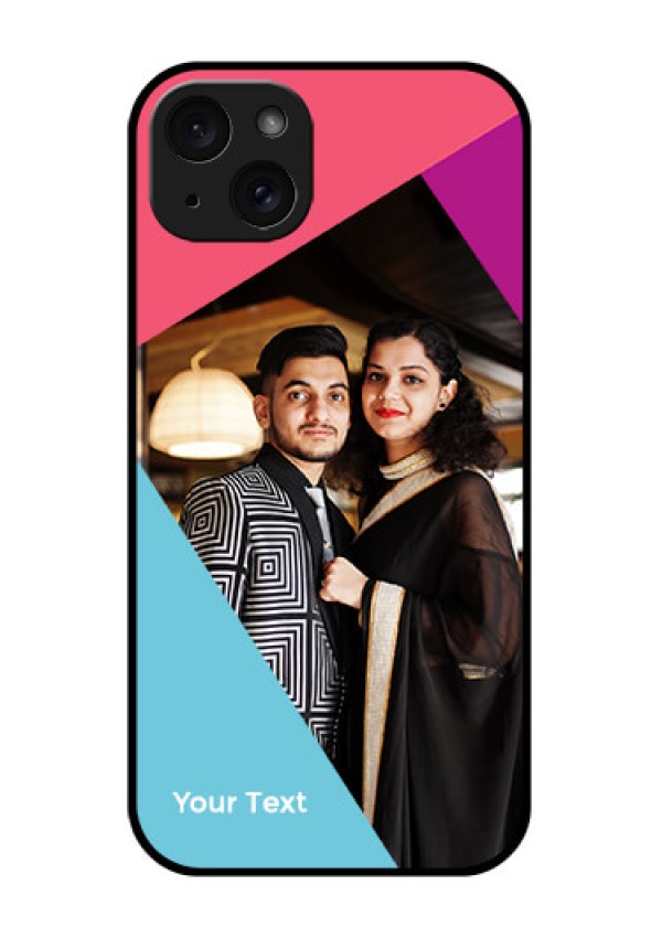 iPhone 15 Plus Custom Glass Phone Case - Stacked Triple Colour Design