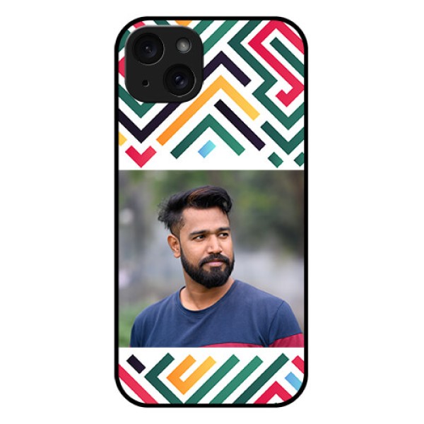 iPhone 15 Plus Custom Glass Phone Case - Colorful Maze Pattern Design iPhone 15 Plus Custom Glass Phone Case - Colorful Maze Pattern Design
