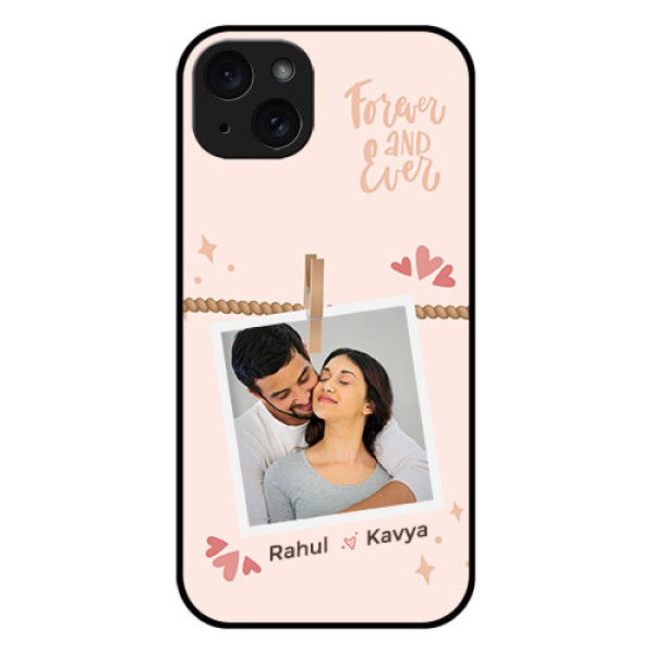 iPhone 15 Plus Custom Glass Phone Case - Forever And Ever Love Design iPhone 15 Plus Custom Glass Phone Case - Forever And Ever Love Design