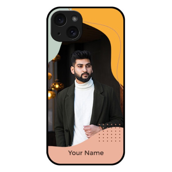 iPhone 15 Plus Custom Glass Phone Case - Tri - Coloured Overlay Design iPhone 15 Plus Custom Glass Phone Case - Tri - Coloured Overlay Design