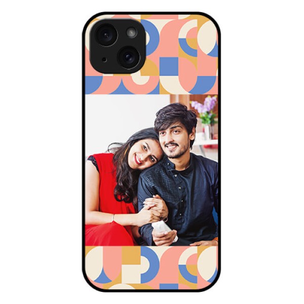 iPhone 15 Plus Custom Glass Phone Case - Semi - Circle Maze Pattern Design iPhone 15 Plus Custom Glass Phone Case - Semi - Circle Maze Pattern Design