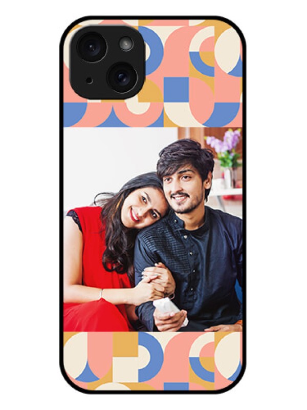 Custom iPhone 15 Plus Custom Glass Phone Case - Semi - Circle Maze Pattern Design