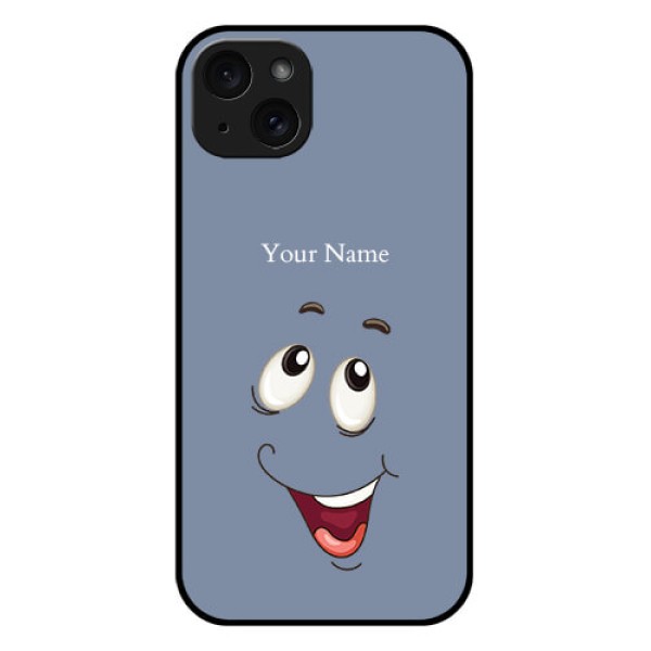 iPhone 15 Plus Custom Glass Phone Case - Laughing Cartoon Face Design iPhone 15 Plus Custom Glass Phone Case - Laughing Cartoon Face Design