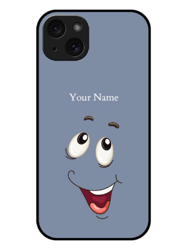 Custom iPhone 15 Plus Custom Glass Phone Case - Laughing Cartoon Face Design