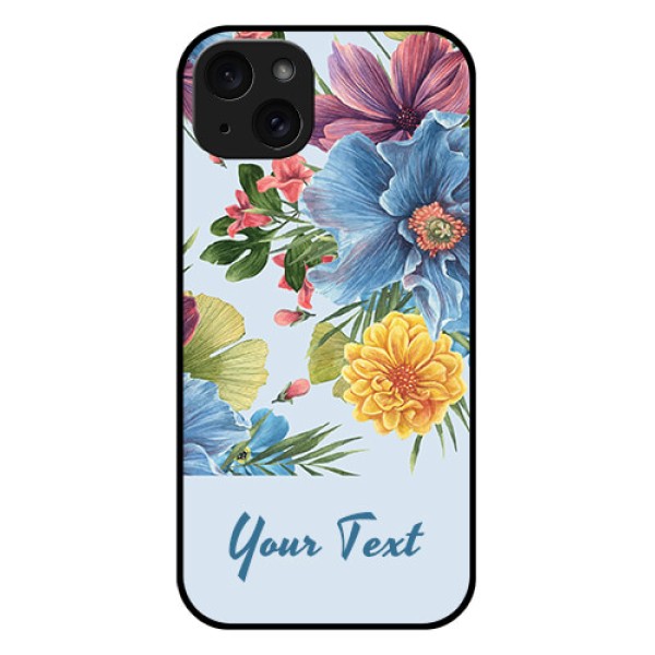 iPhone 15 Plus Custom Glass Phone Case - Stunning Watercolored Flowers Painting Design iPhone 15 Plus Custom Glass Phone Case - Stunning Watercolored Flowers Painting Design