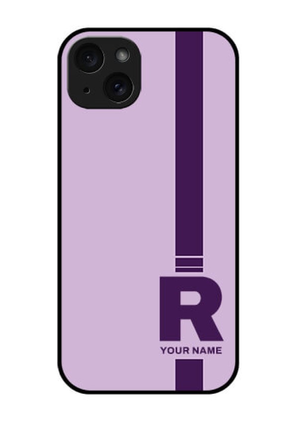 iPhone 15 Plus Custom Glass Phone Case - Simple Dual Tone Stripe With Name Design