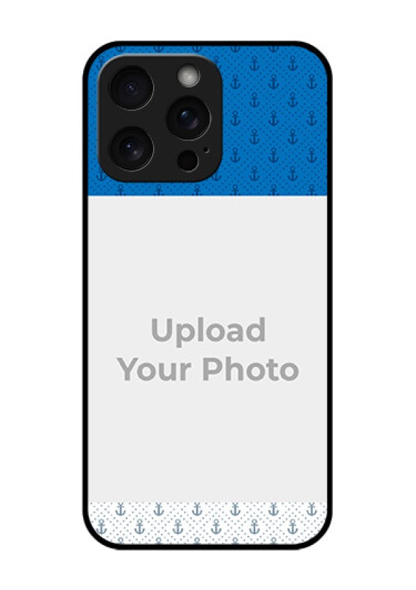 iPhone 15 Pro Max Custom Glass Phone Case - Blue Anchors Design