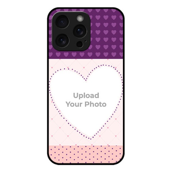 iPhone 15 Pro Max Custom Glass Phone Case - Violet Love Dots Design
