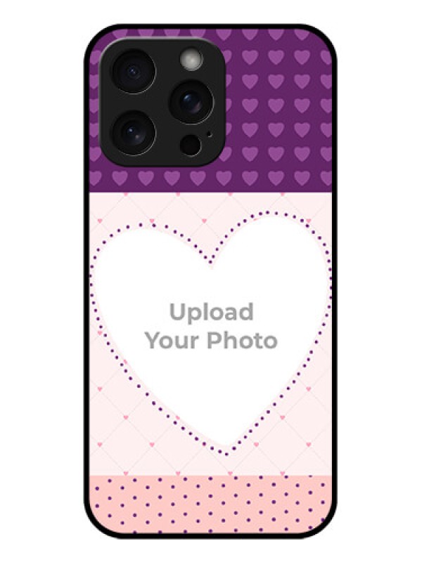 Custom iPhone 15 Pro Max Custom Glass Phone Case - Violet Love Dots Design