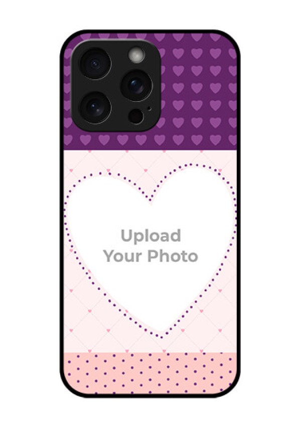iPhone 15 Pro Max Custom Glass Phone Case - Violet Love Dots Design