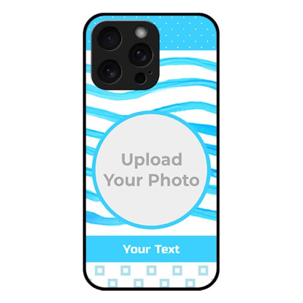 iPhone 15 Pro Max Custom Glass Phone Case - Simple Blue Case Design iPhone 15 Pro Max Custom Glass Phone Case - Simple Blue Case Design