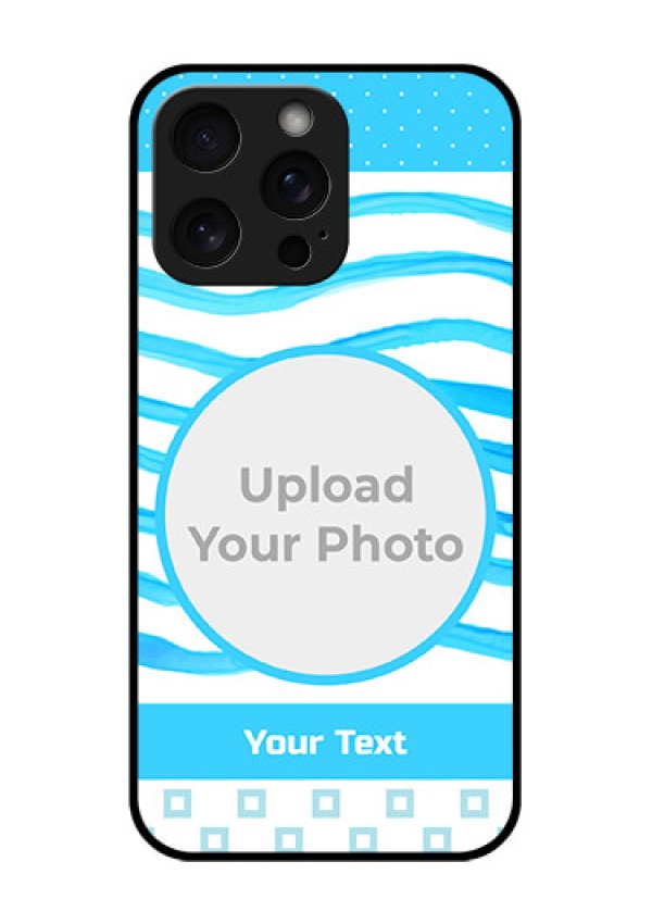 iPhone 15 Pro Max Custom Glass Phone Case - Simple Blue Case Design