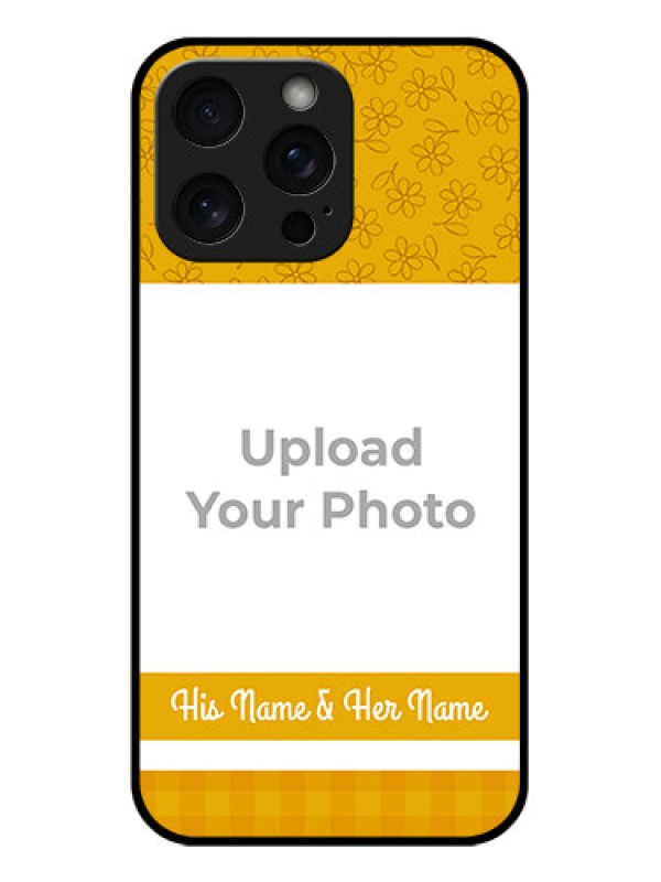 Custom iPhone 15 Pro Max Custom Glass Phone Case - Yellow Floral Design