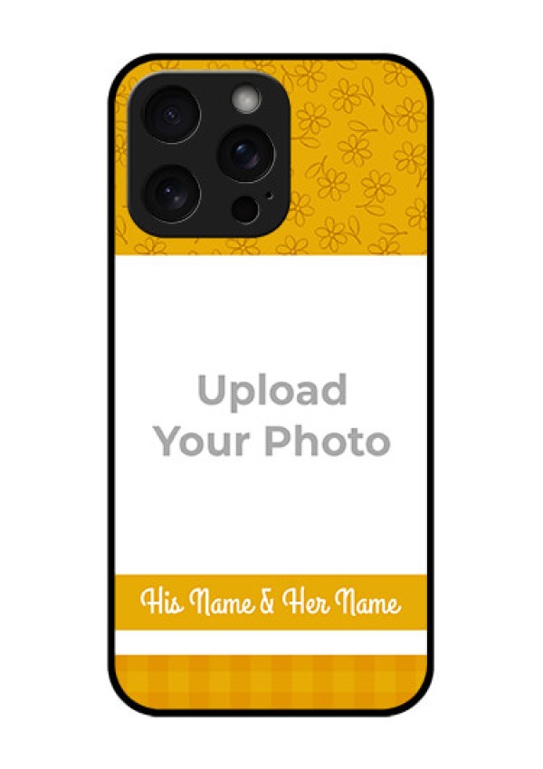 iPhone 15 Pro Max Custom Glass Phone Case - Yellow Floral Design
