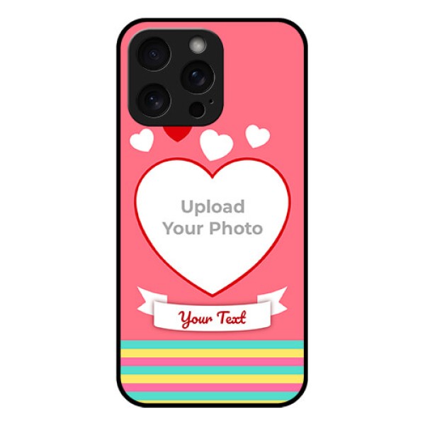 iPhone 15 Pro Max Custom Glass Phone Case - Love Shapes Doodle Design