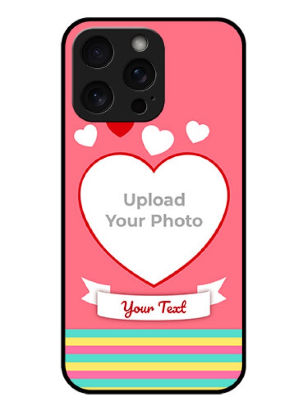Custom iPhone 15 Pro Max Custom Glass Phone Case - Love Shapes Doodle Design