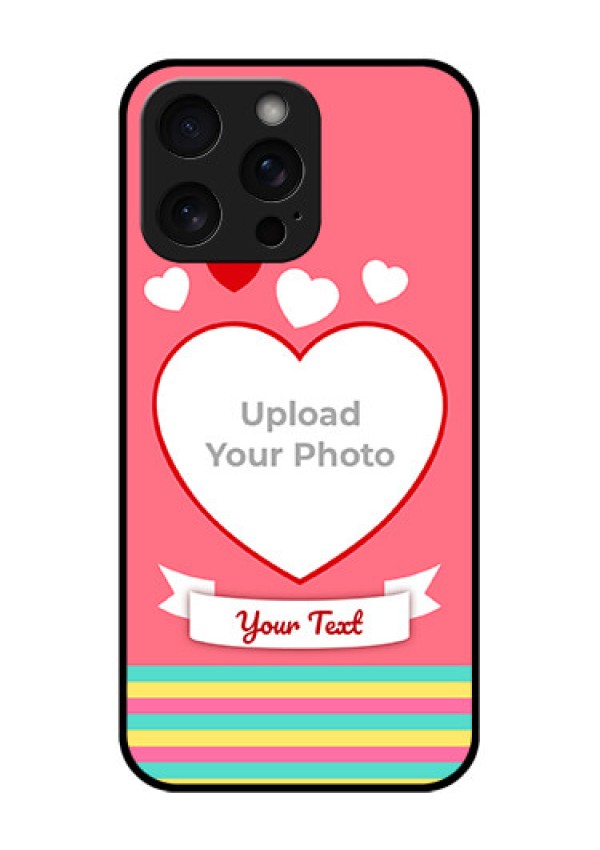 iPhone 15 Pro Max Custom Glass Phone Case - Love Shapes Doodle Design