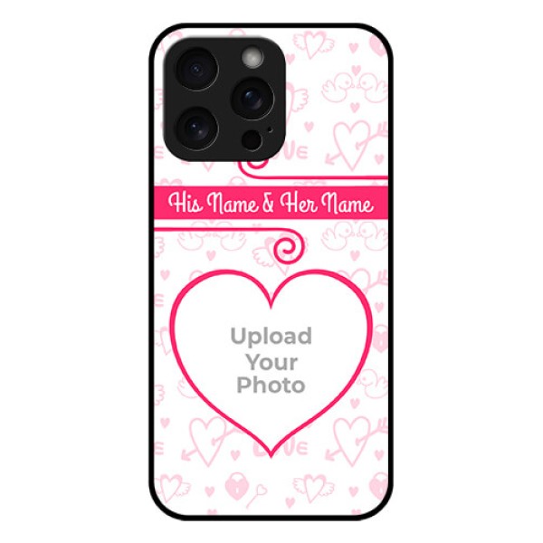 iPhone 15 Pro Max Custom Glass Phone Case - Heart Shape Love Design iPhone 15 Pro Max Custom Glass Phone Case - Heart Shape Love Design
