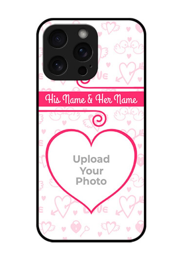 iPhone 15 Pro Max Custom Glass Phone Case - Heart Shape Love Design