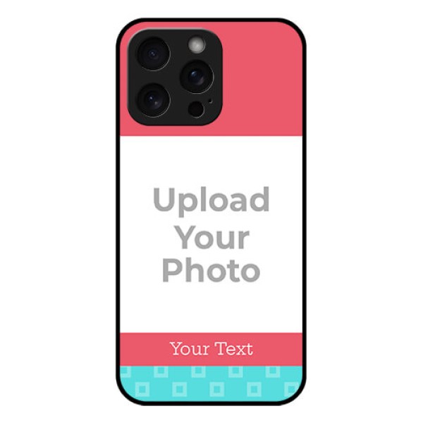 iPhone 15 Pro Max Custom Glass Phone Case - Peach & Blue Color Design iPhone 15 Pro Max Custom Glass Phone Case - Peach & Blue Color Design