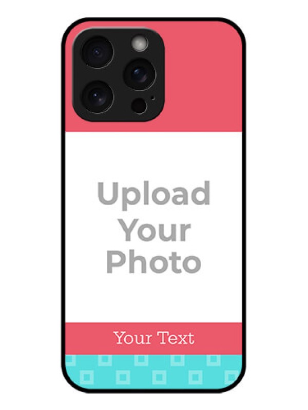 Custom iPhone 15 Pro Max Custom Glass Phone Case - Peach & Blue Color Design