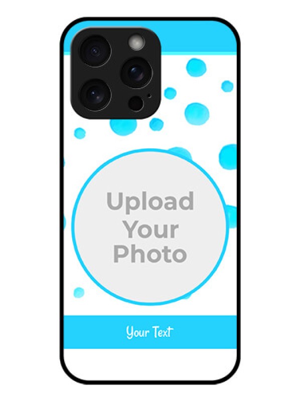 Custom iPhone 15 Pro Max Custom Glass Phone Case - Blue Bubbles Pattern Design