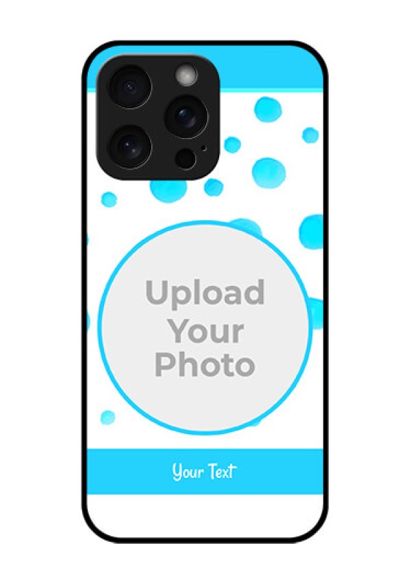 iPhone 15 Pro Max Custom Glass Phone Case - Blue Bubbles Pattern Design