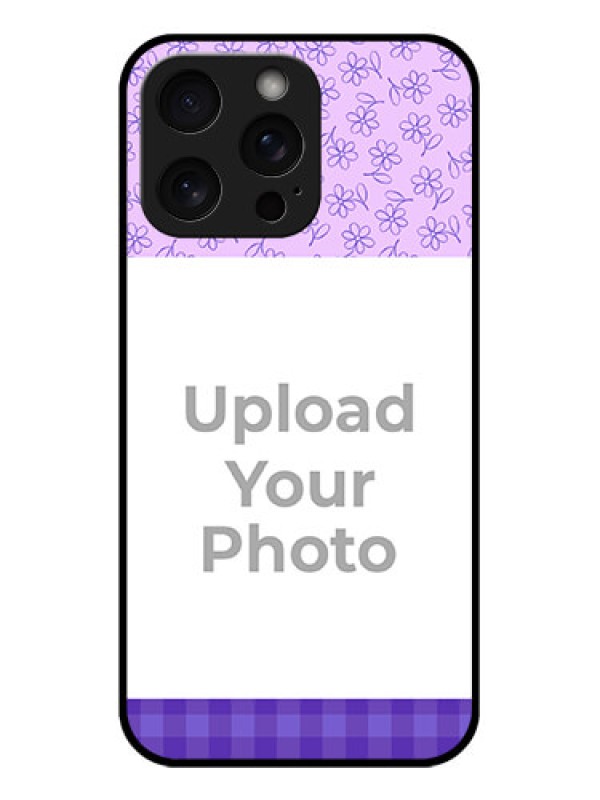 Custom iPhone 15 Pro Max Custom Glass Phone Case - Purple Floral Design