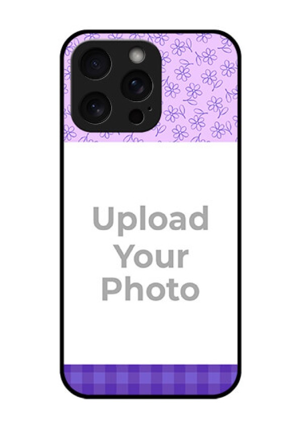iPhone 15 Pro Max Custom Glass Phone Case - Purple Floral Design