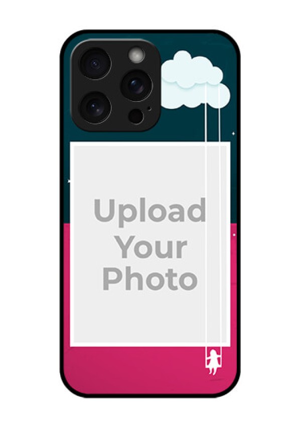 iPhone 15 Pro Max Custom Glass Phone Case - Cute Girl With Cloud Design