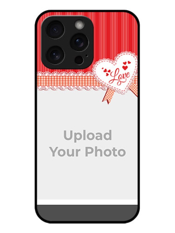 Custom iPhone 15 Pro Max Custom Glass Phone Case - Red Love Pattern Design