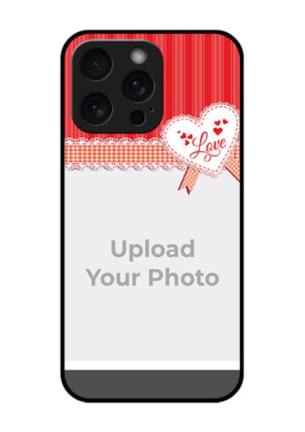 iPhone 15 Pro Max Custom Glass Phone Case - Red Love Pattern Design
