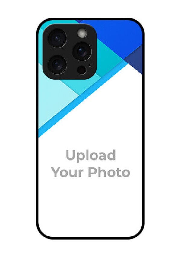 iPhone 15 Pro Max Custom Glass Phone Case - Blue Pattern Design