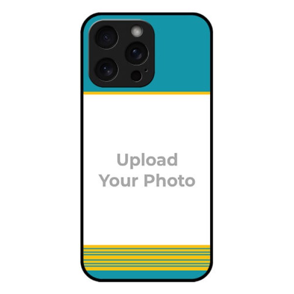 iPhone 15 Pro Max Custom Glass Phone Case - Yellow & Blue Design