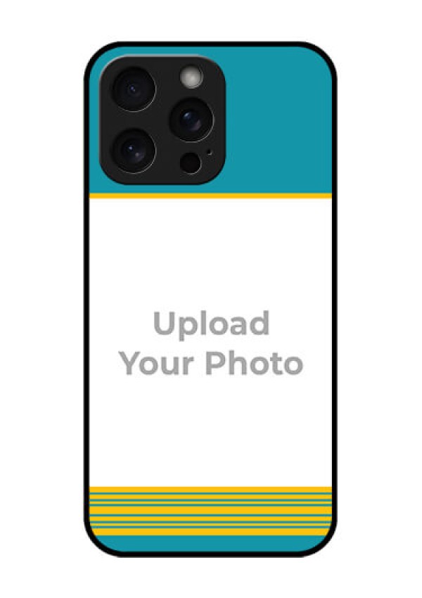 iPhone 15 Pro Max Custom Glass Phone Case - Yellow & Blue Design