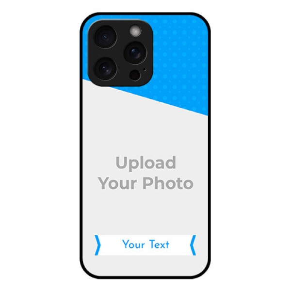 iPhone 15 Pro Max Custom Glass Phone Case - Simple Blue Color Design