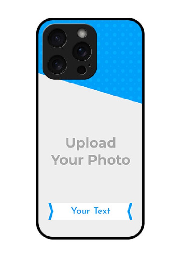 iPhone 15 Pro Max Custom Glass Phone Case - Simple Blue Color Design