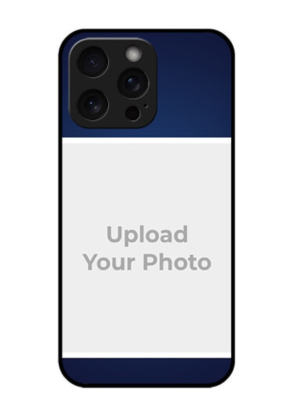 iPhone 15 Pro Max Custom Glass Phone Case - Simple Royal Blue Design