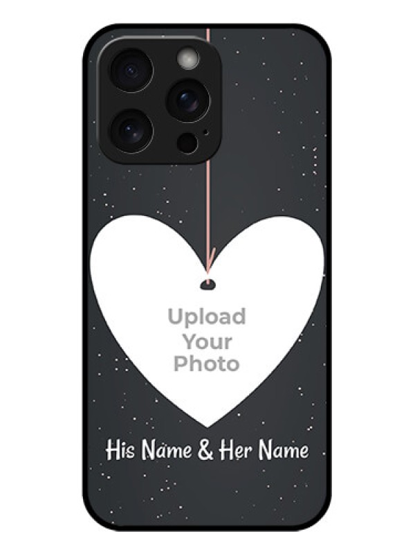 Custom iPhone 15 Pro Max Custom Glass Phone Case - Hanging Heart Design