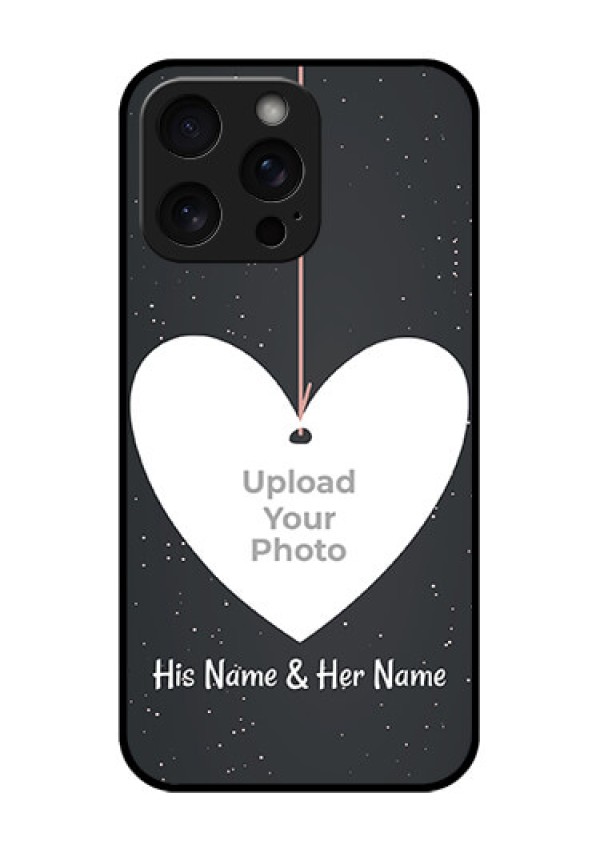 iPhone 15 Pro Max Custom Glass Phone Case - Hanging Heart Design