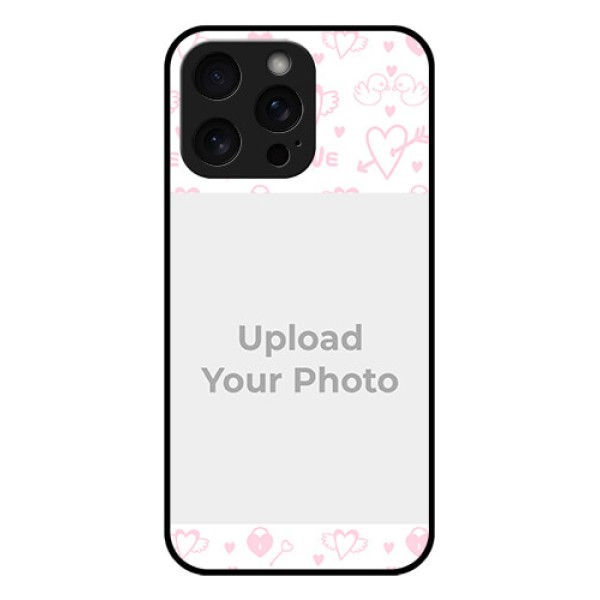 iPhone 15 Pro Max Custom Glass Phone Case - Pink Flying Heart Design