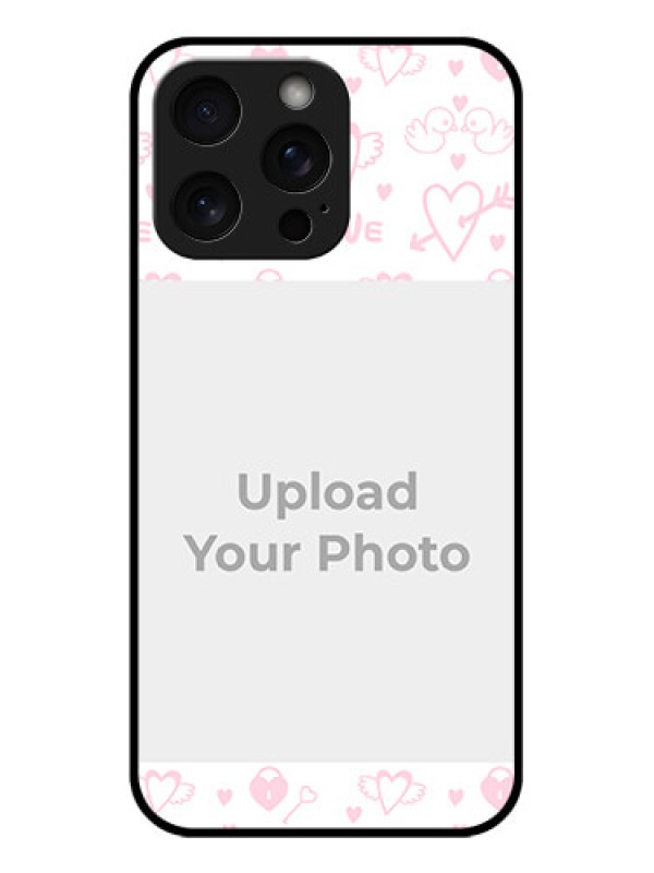 Custom iPhone 15 Pro Max Custom Glass Phone Case - Pink Flying Heart Design