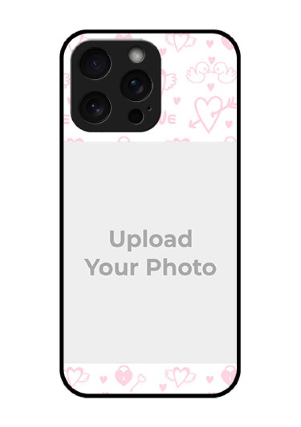 iPhone 15 Pro Max Custom Glass Phone Case - Pink Flying Heart Design