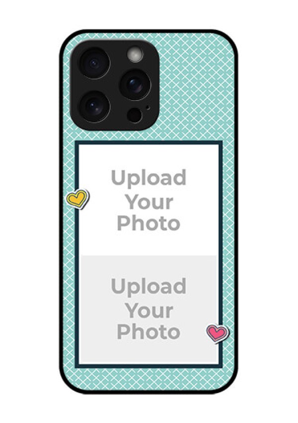 iPhone 15 Pro Max Custom Glass Phone Case - 2 Image Holder With Pattern Design